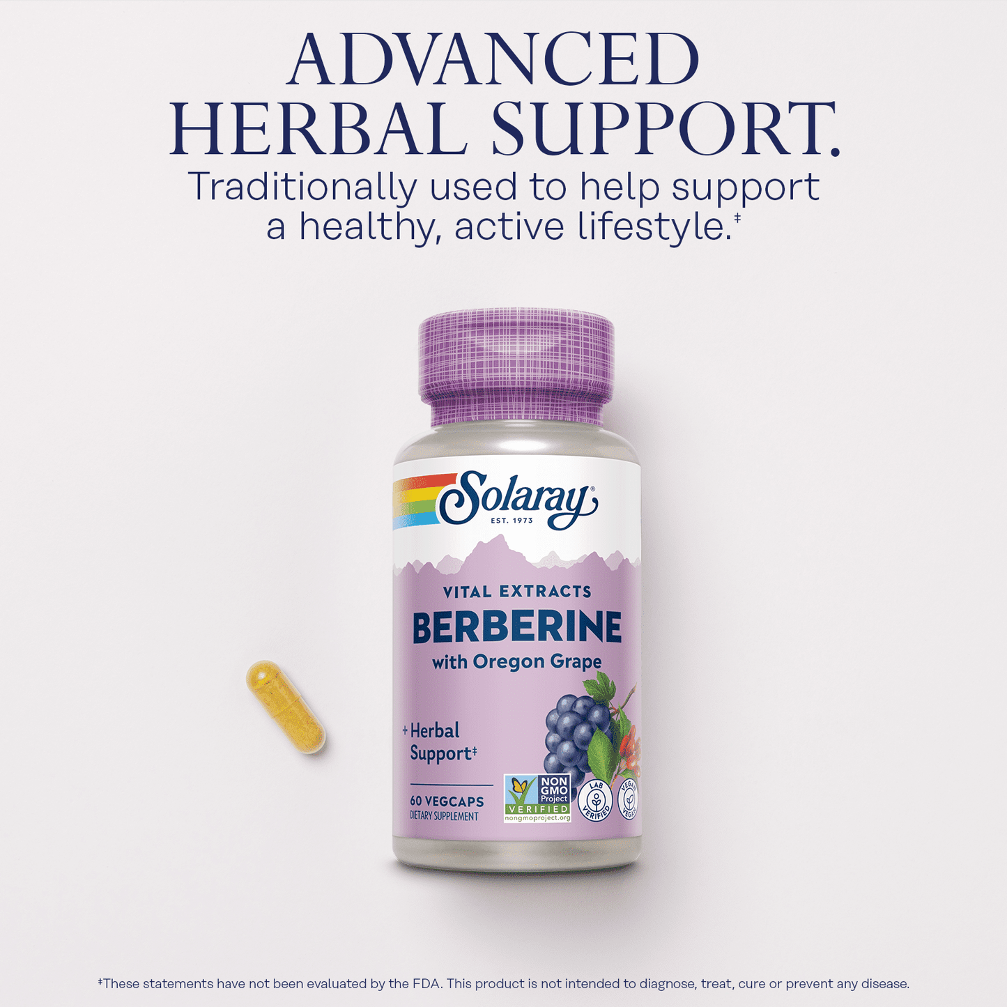 Solaray Berberine Extract with Oregon Grape, Healthy Blood Glucose & Digestion Support, AMPK Activator, 60 VegCaps