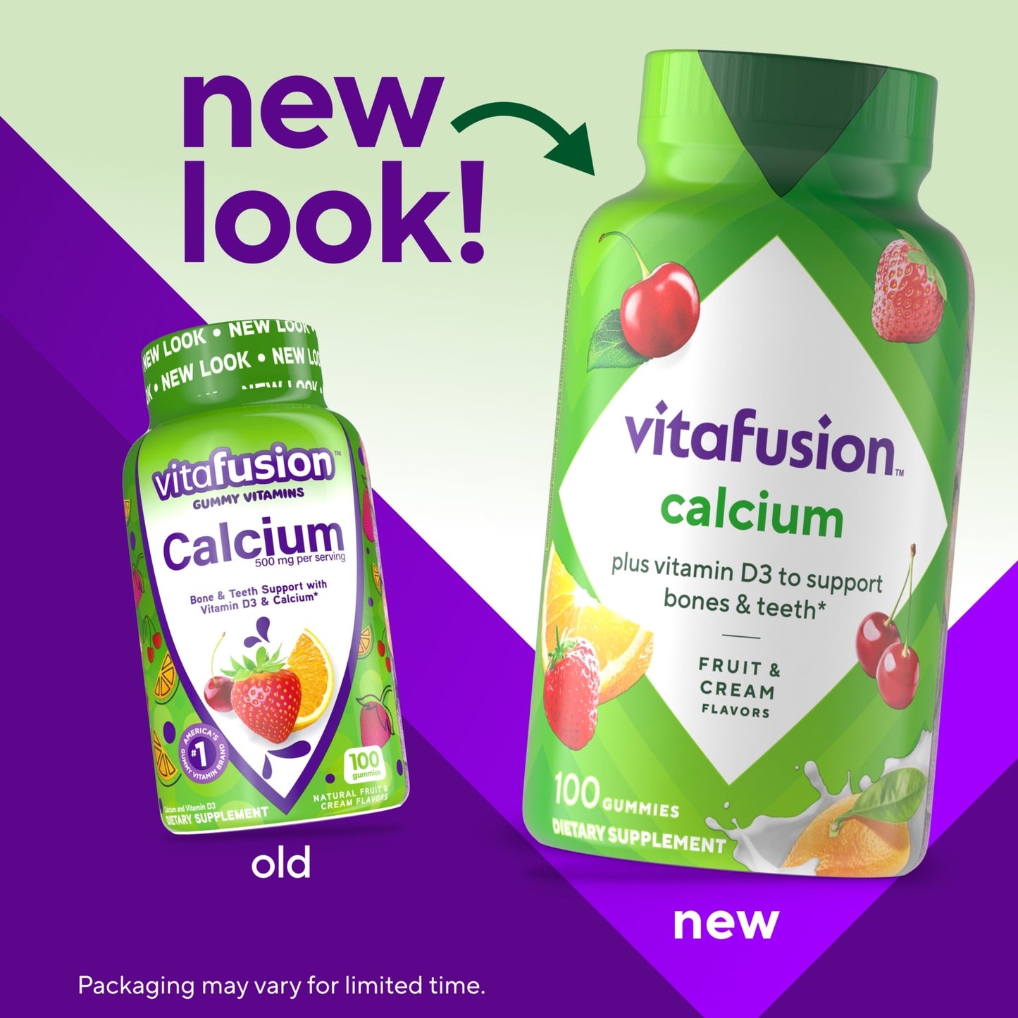 vitafusion Chewable Calcium Gummy Vitamins, Fruit and Cream Flavored, 100 Count