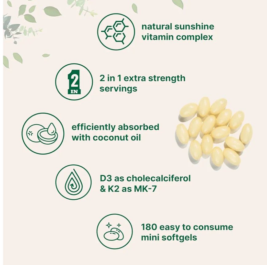 Micro Ingredients Vitamin D3 10,000 IU + K2 MK-7 200 mcg, 300 Softgels | Virgin Coconut Oil | 2-in-1 Bone, Immune & Heart Support | Easy to Swallow, Non-GMO