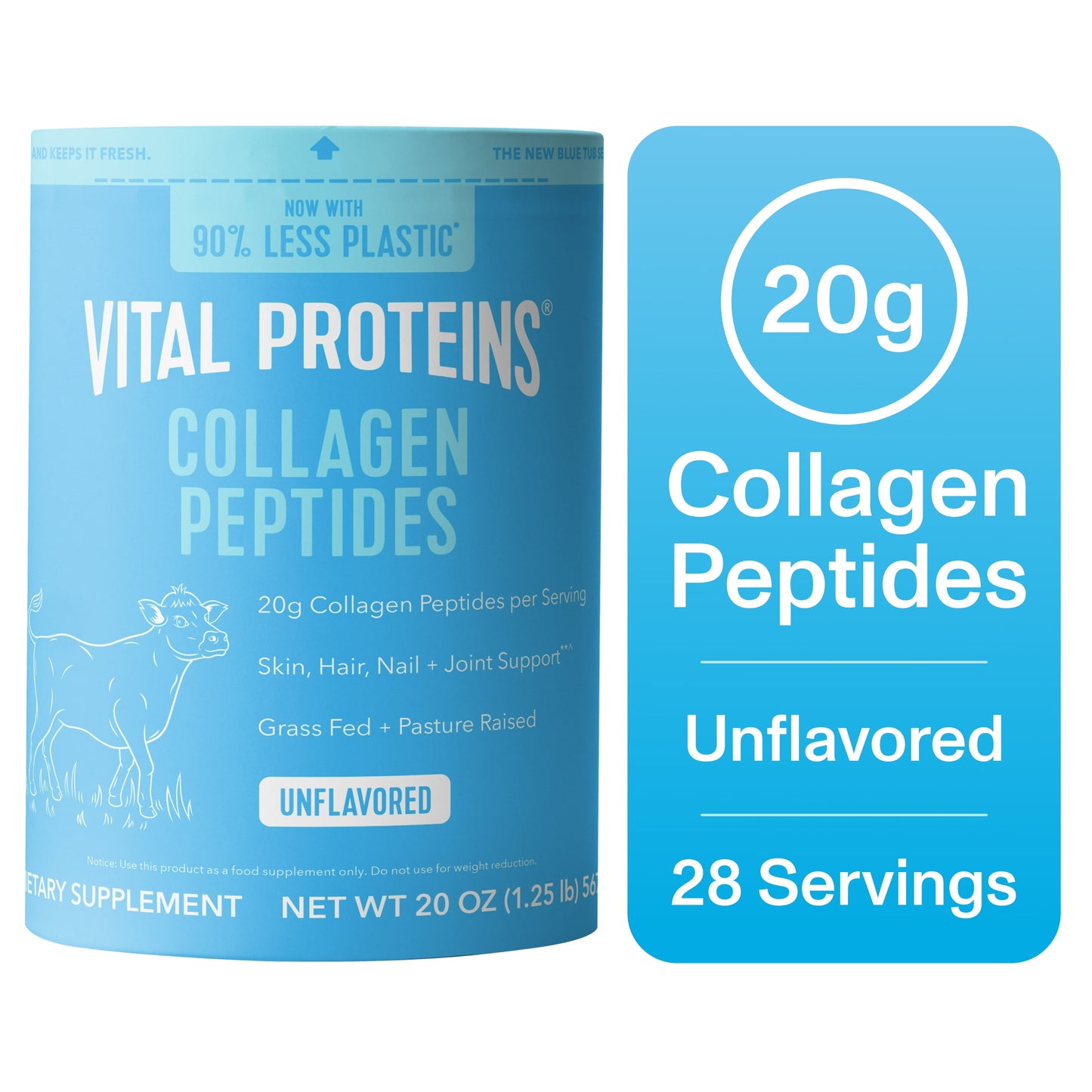 Vital Proteins Collagen Peptides Powder Supplement for Hair, Skin, and Nails, Unflavored, 20 oz