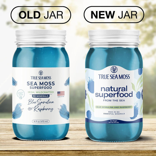 Trueseamoss Wildcrafted Sea Moss Gel with Blue Spirulina, Vegan Superfood for Wellness, 16 oz