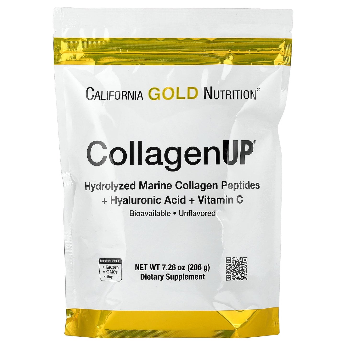 California Gold Nutrition CollagenUP®, Hydrolyzed Marine Collagen Peptides with Hyaluronic Acid and Vitamin C, Unflavored, 7.26 oz (206 g)