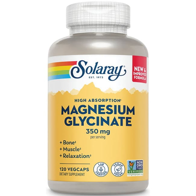 Solaray Magnesium Glycinate with BioPerine, Healthy Relaxation, Muscle Function & Bone Support, 30 Servings, 120 VegCaps