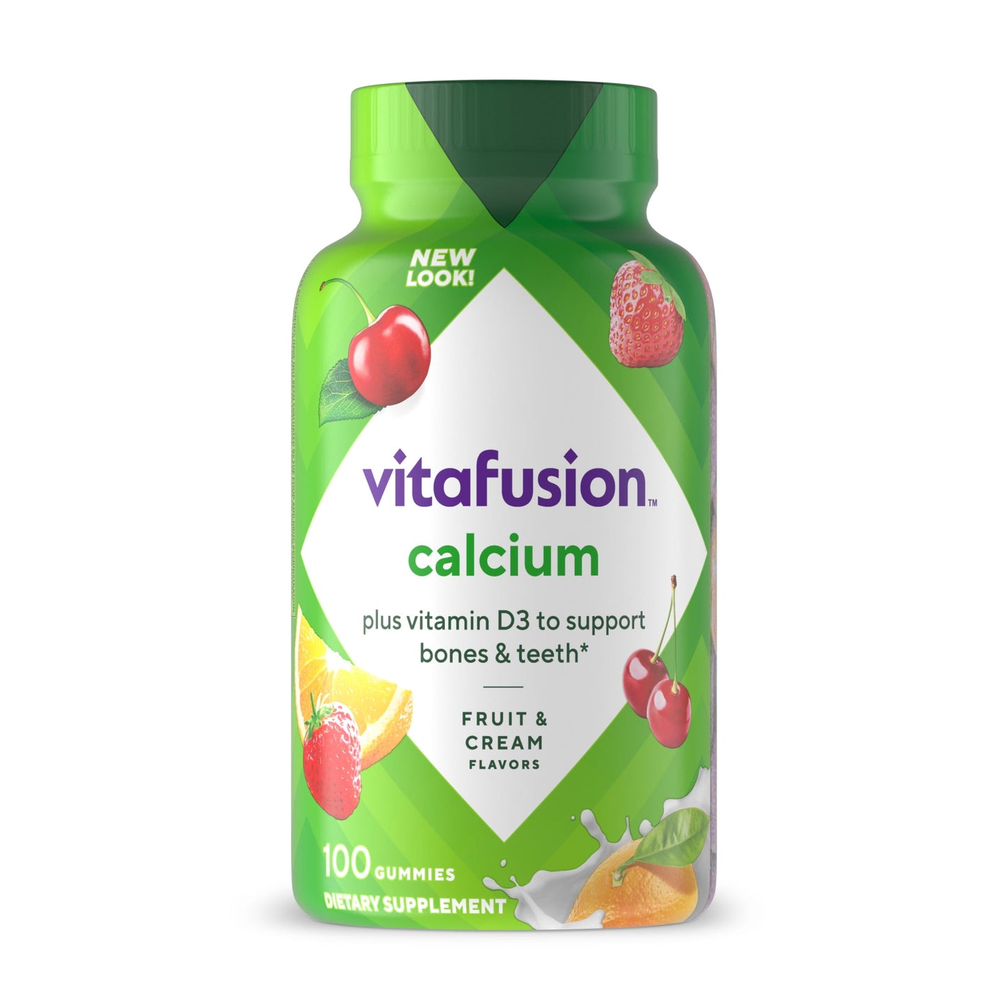 vitafusion Chewable Calcium Gummy Vitamins, Fruit and Cream Flavored, 100 Count