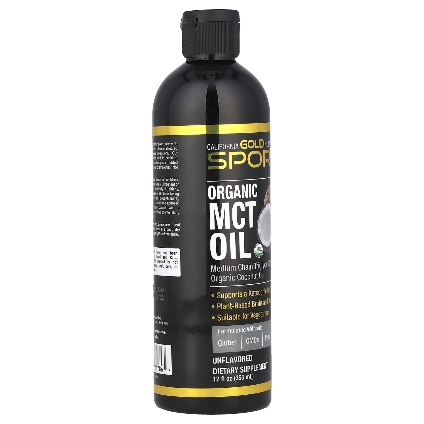California Gold Nutrition Sport, Organic MCT Oil, Unflavored, 12 fl oz (355 ml)