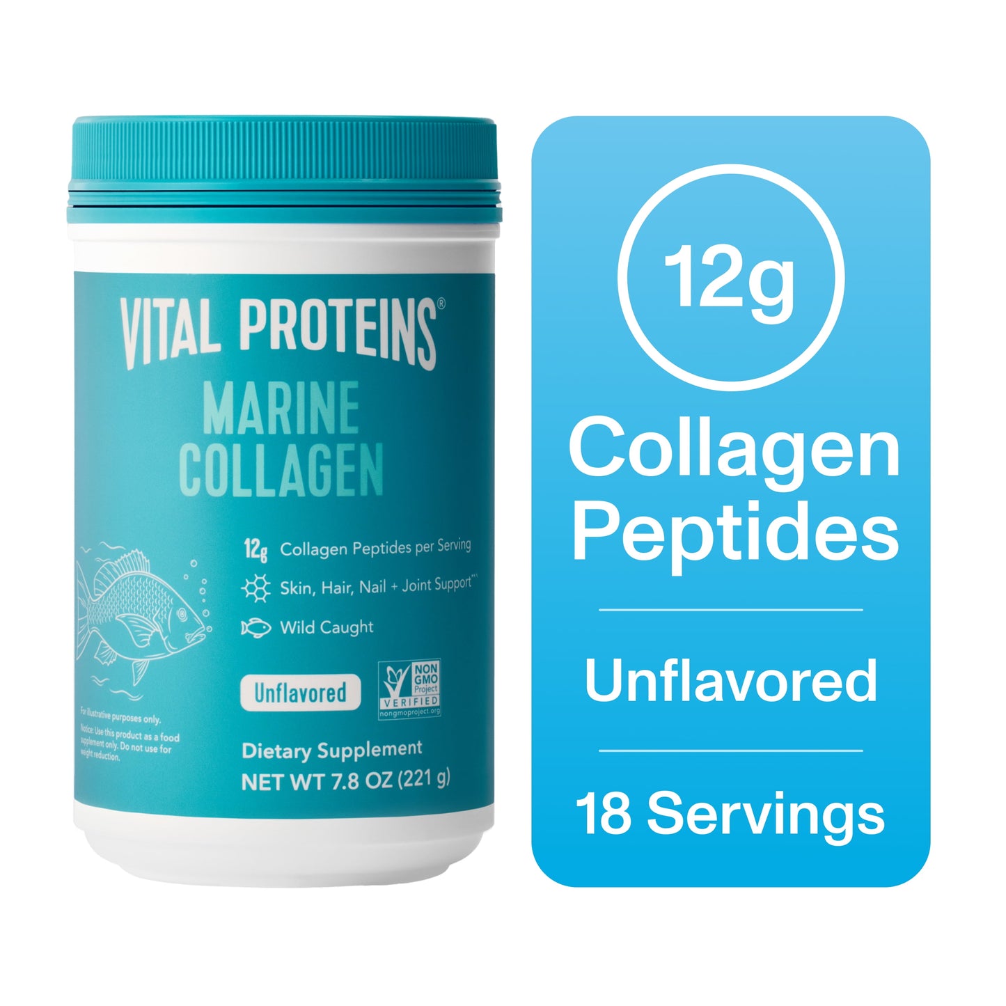 Vital Proteins Marine Collagen Peptides for Joint, Hair, Skin, and Nails Support Supplement Powder, 7.8 oz
