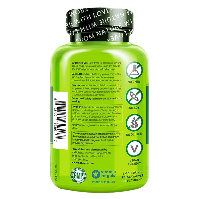 NATURELO Prenatal Multivitamin with Gentle Chelated Iron, Methyl Folate, Plant Calcium & Choline - Vegan, Vegetarian - Non-GMO - Gluten Free - 180 Capsules