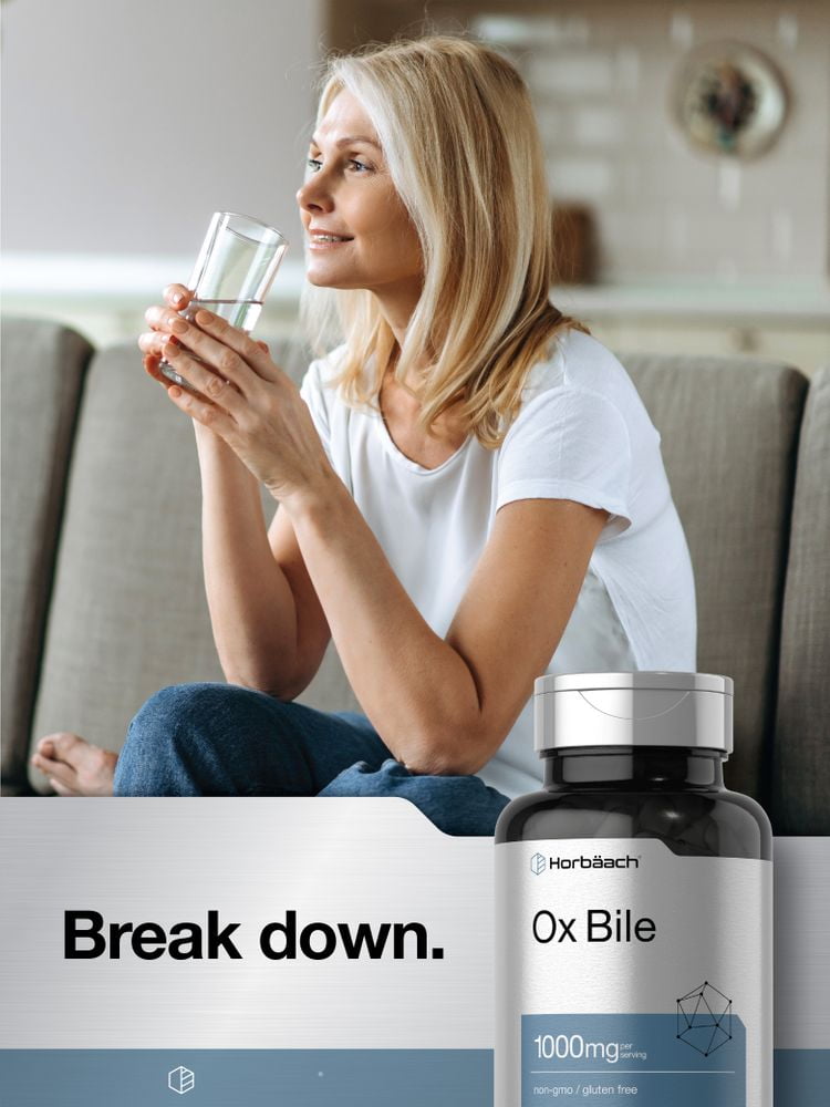 Ox Bile 1000mg | 100 Capsules | Digestive Enzymes Supplement | by Horbaach