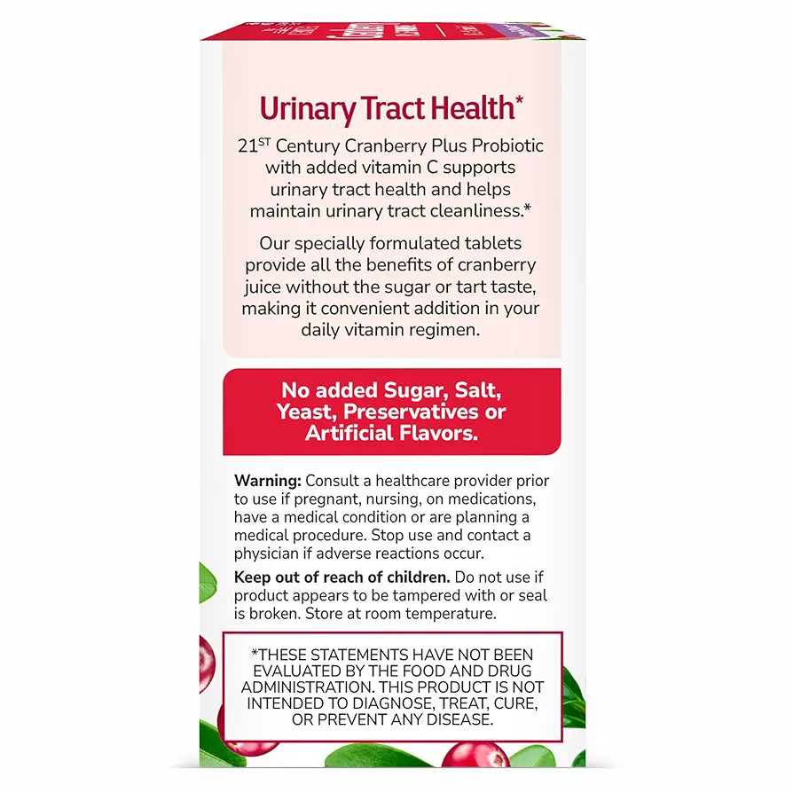 21st Century Cranberry Plus Probiotic 60 Tablets