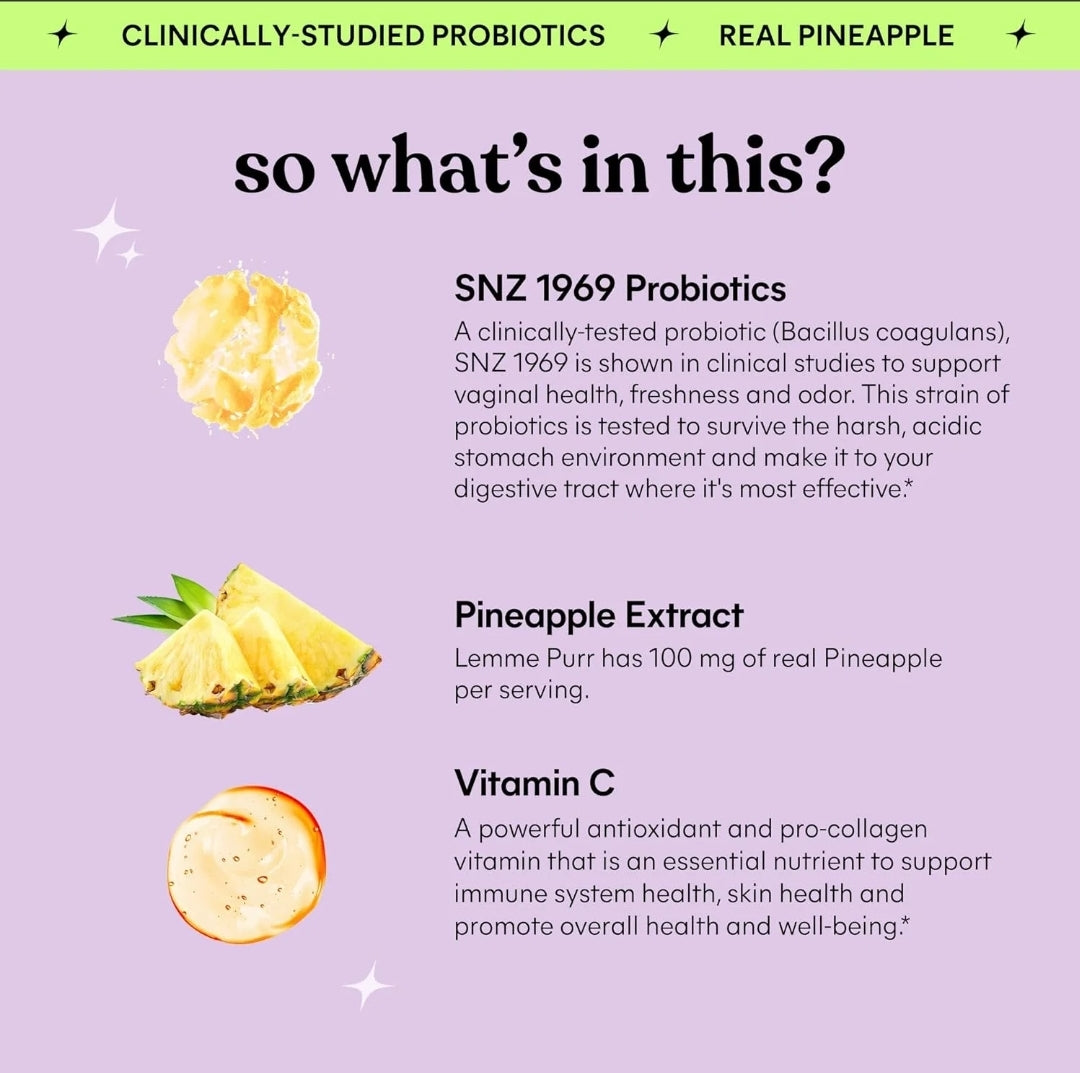 Lemme Purr Vaginal Probiotics for Women 60 gummies