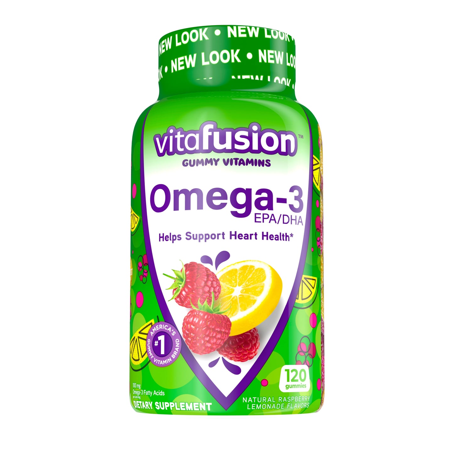 vitafusion Omega-3 Gummy Vitamins, Berry Lemonade Flavor Heart Health Vitamins(1), 120 Count
