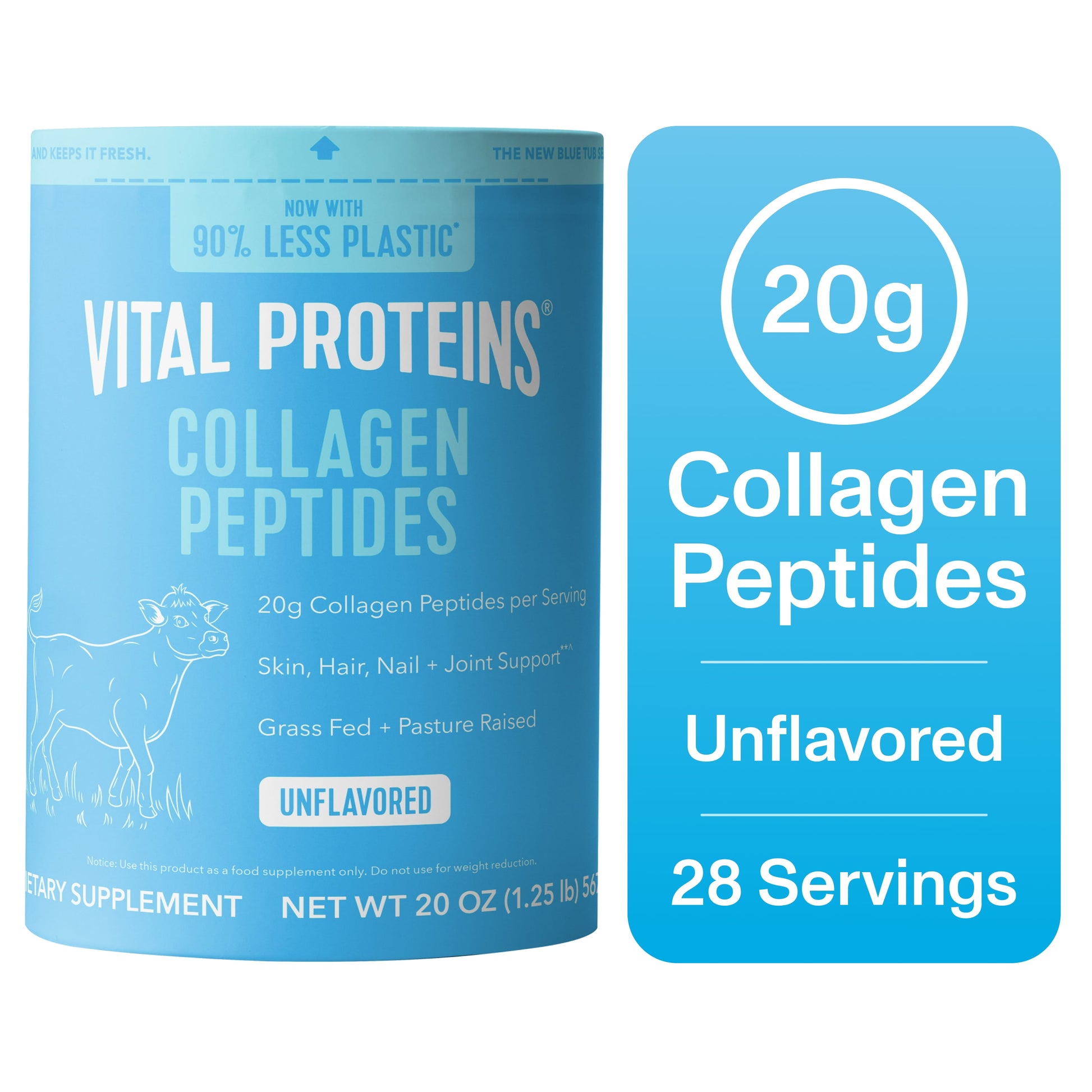 Vital Proteins Collagen Peptides Powder Supplement for Hair, Skin, and Nails, Unflavored, 20 oz