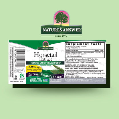 Nature’s Answer Horsetail Extract 2,000 mg, Alcohol-Free, Herbal Supplement, 1 fl oz