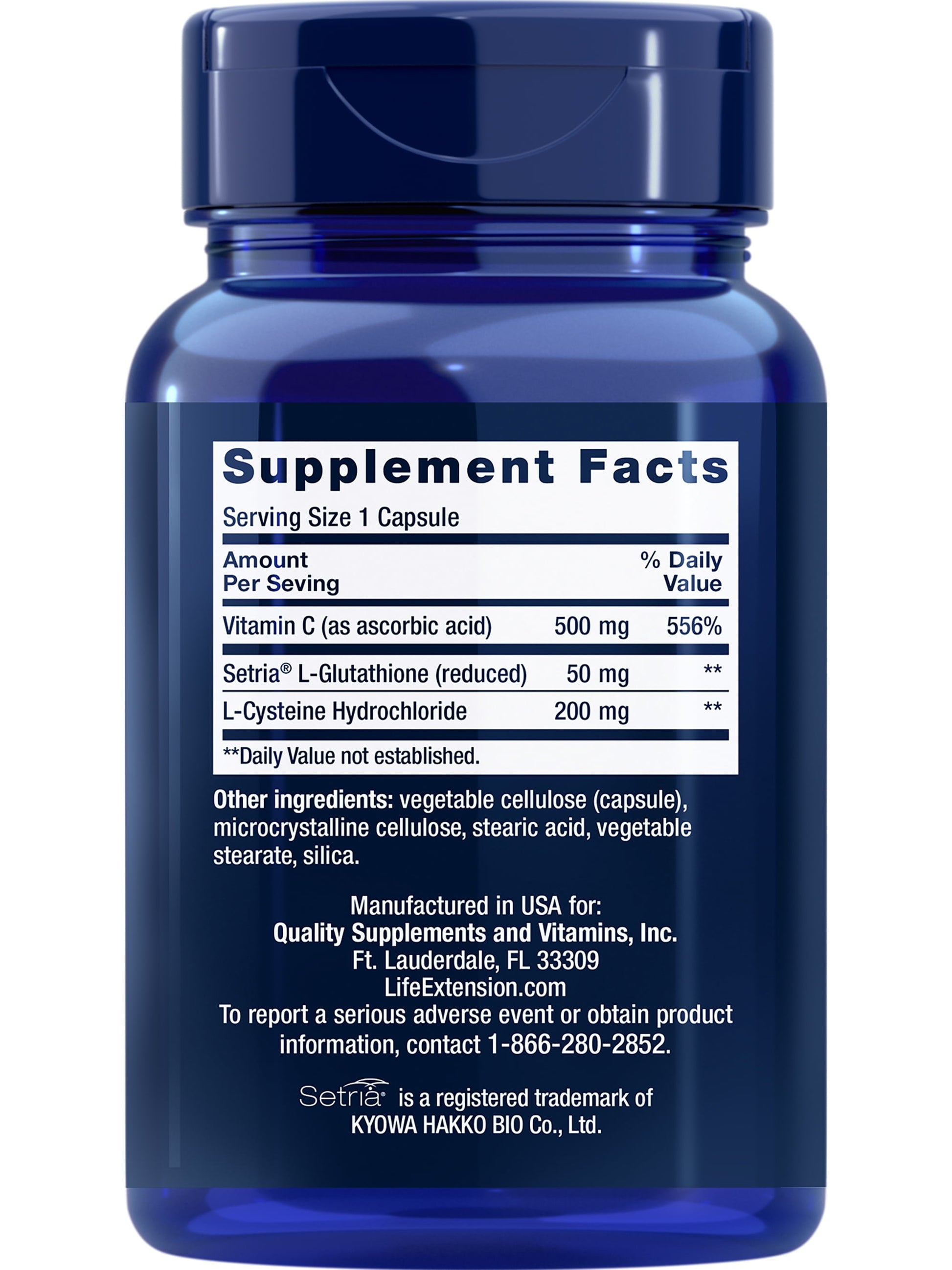 Life Extension Glutathione, Cysteine & C, 500 mg of Vitamin C, Powerful antioxidant Supplement to Support Liver Health, Gluten-Free, Non-GMO, 100 Capsules
