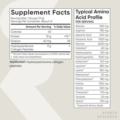 Sports Research® Collagen Peptides for Women & Men Hydrolyzed Type 1 & 3 Collagen Powder Protein (41 Servings)