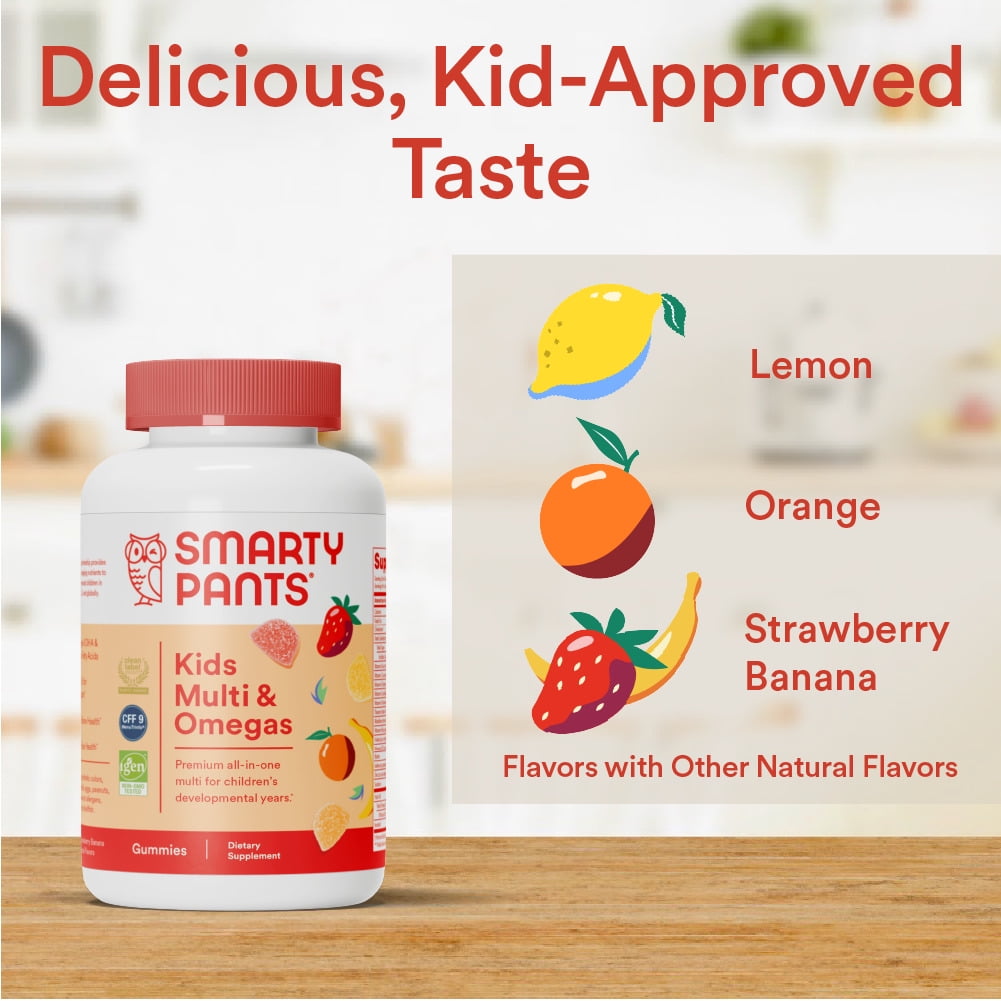 SmartyPants Kids Multi & Omega 3 Fish Oil Gummy Vitamins with D3, C & B12 - 120 ct