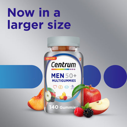 Centrum Multigummies Mens 50 Plus Gummy Multivitamin With Vitamin A, B, C, D & E, Assorted Fruit, 140 Count