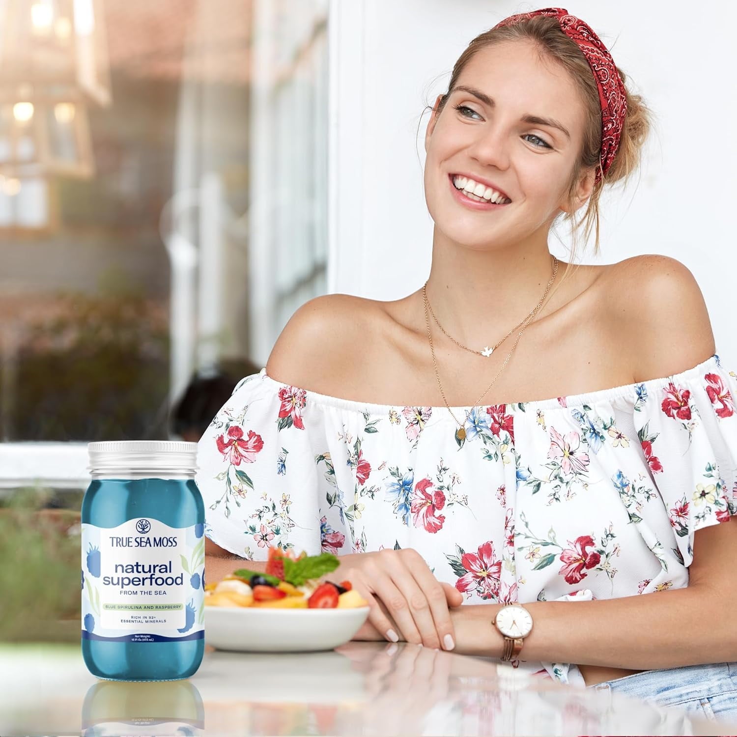 Trueseamoss Wildcrafted Sea Moss Gel with Blue Spirulina, Vegan Superfood for Wellness, 16 oz