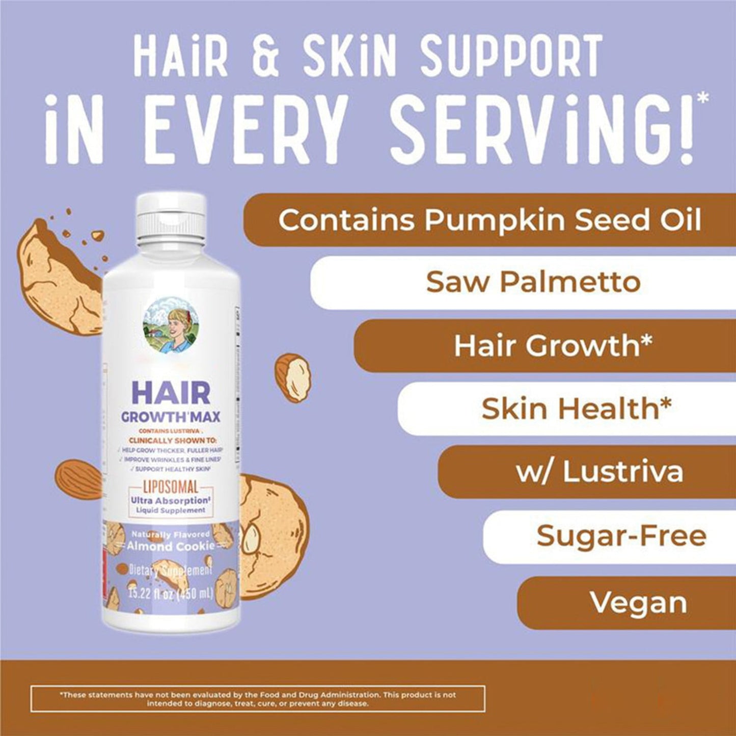 Maryruth's Biotin Hair Growth – 450Ml Max Liposomal Formula With 10,000Mcg Biotin & Pumpkin Seed Oil – Supports Thicker, Fuller Hair & Healthy Scalp