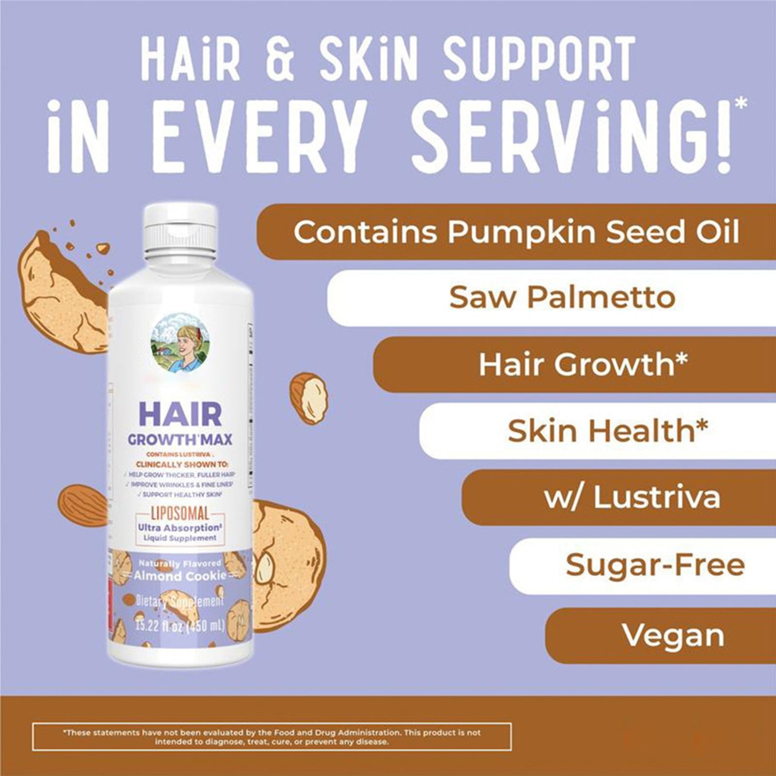 Maryruth's Biotin Hair Growth – 450Ml Max Liposomal Formula With 10,000Mcg Biotin & Pumpkin Seed Oil – Supports Thicker, Fuller Hair & Healthy Scalp