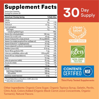 SmartyPants Kids Multi & Omega 3 Fish Oil Gummy Vitamins with D3, C & B12 - 120 ct