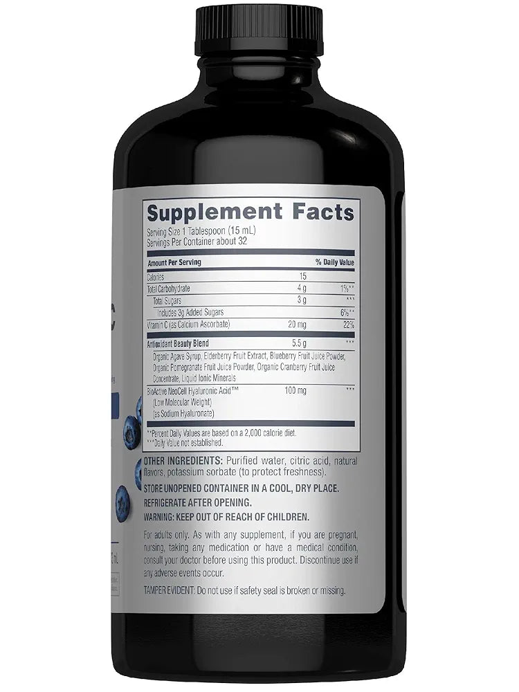 NeoCell Hyaluronic Acid Liquid with Vitamin C, Berry, 16 Fl Oz  - Packaging May Vary