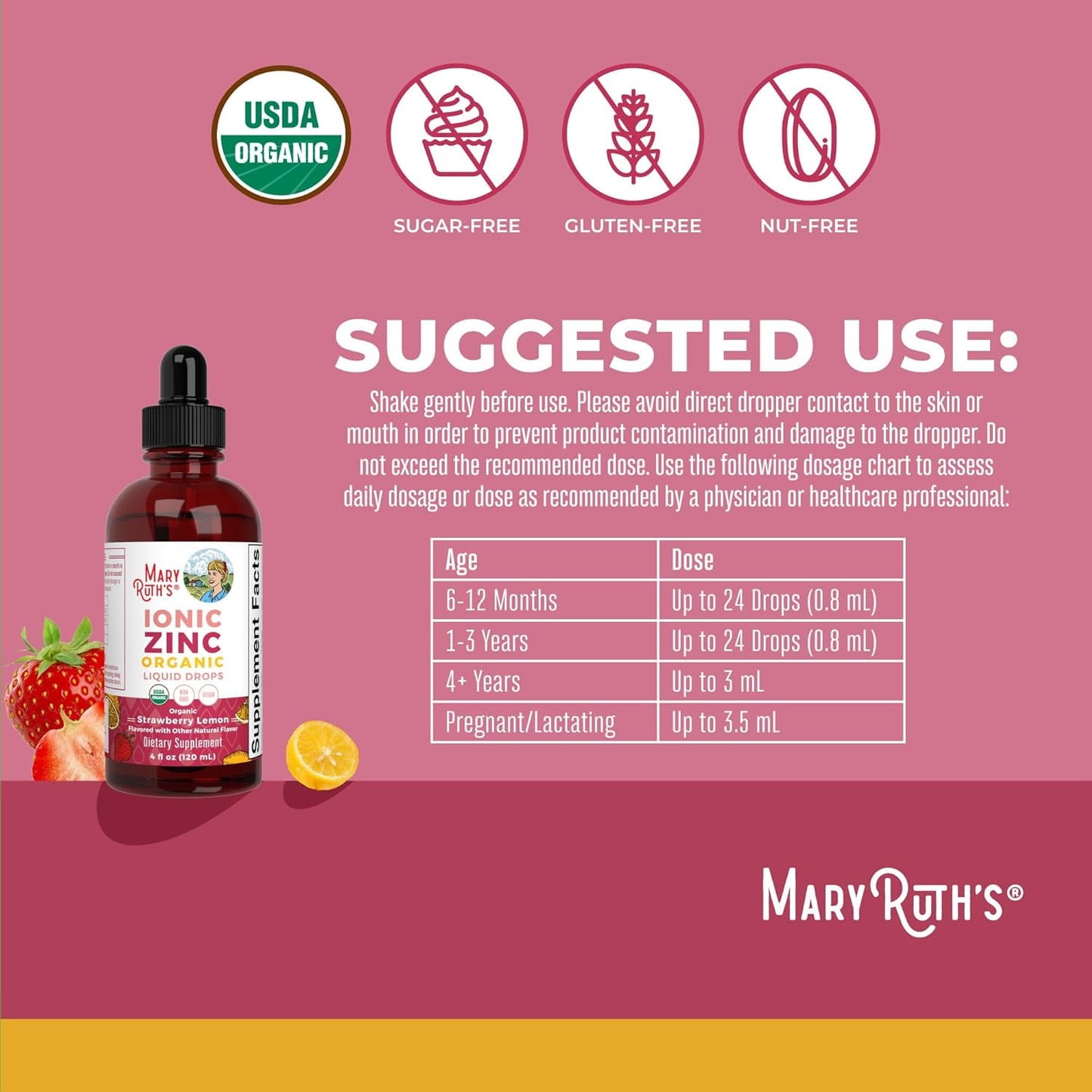 MaryRuth's Zinc Supplements Immune Support Ionic Zinc Kids Adults 40-Day Supply Zinc Sulfate Skin Care Supplement Vegan, Non-GMO, Gluten-Free, 40 Servings