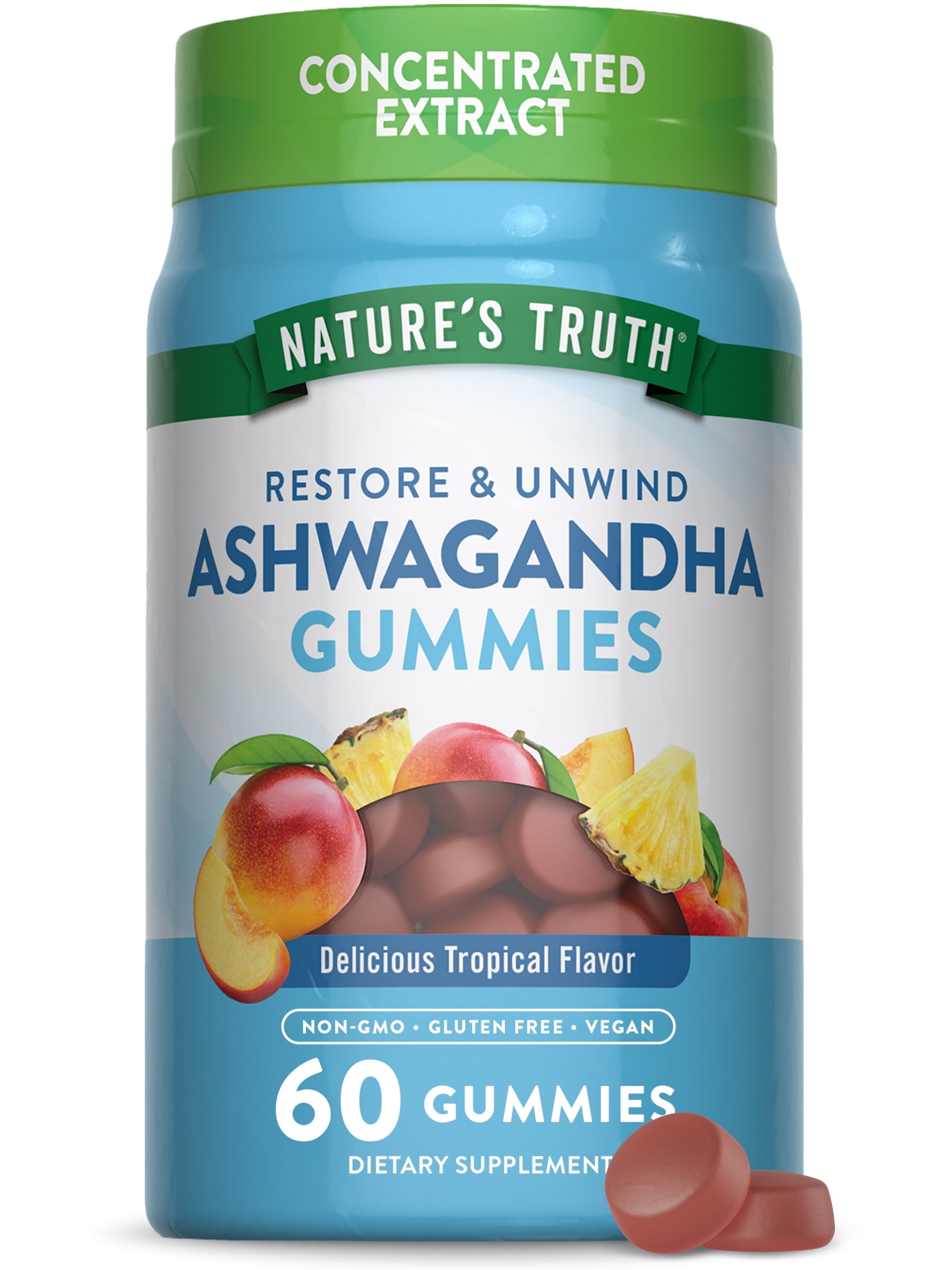 Ashwagandha Gummies | For Men and Women | 60 Tropical Flavor Gummies | by Natures Truth