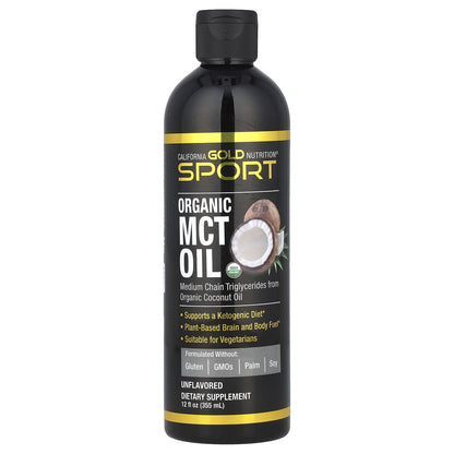 California Gold Nutrition Sport, Organic MCT Oil, Unflavored, 12 fl oz (355 ml)