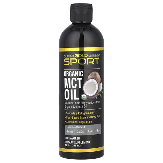 California Gold Nutrition Sport, Organic MCT Oil, Unflavored, 12 fl oz (355 ml)