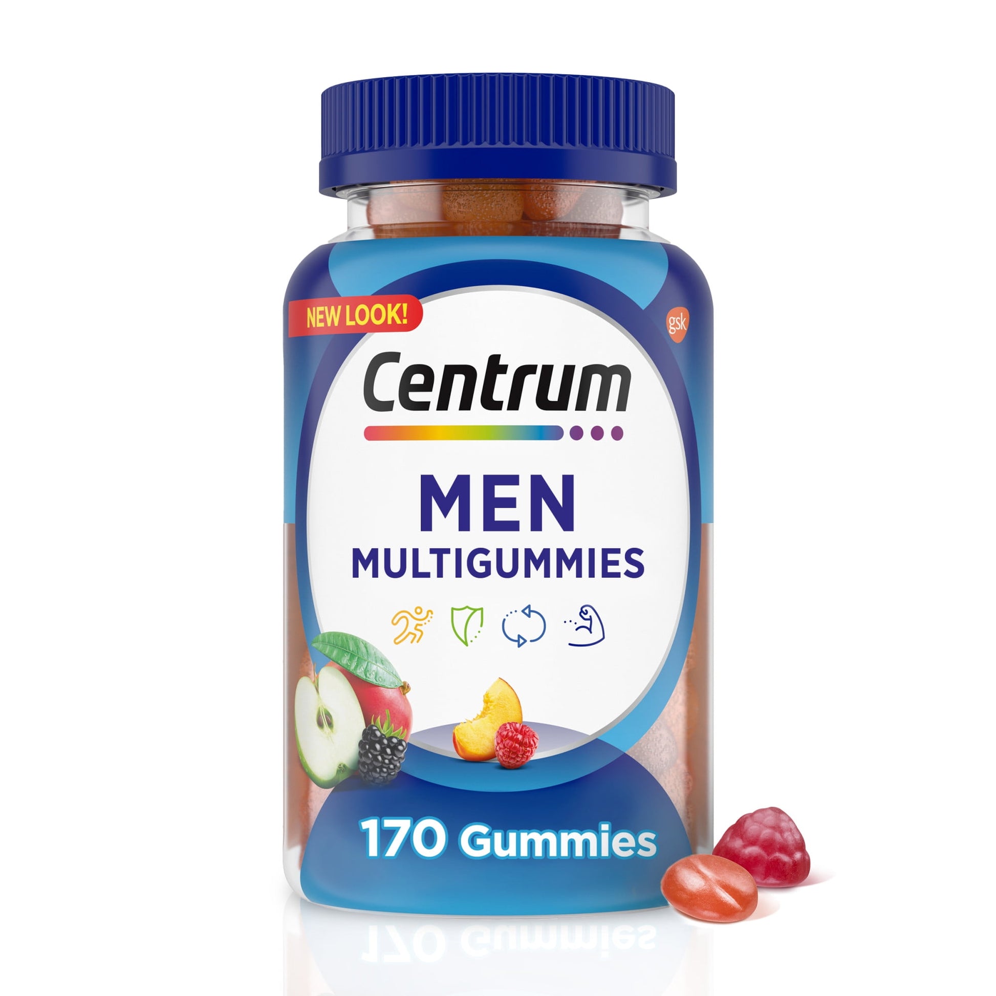 Centrum Multigummies Men's Gummy Vitamins, Multivitamin With Vitamin B, C, D & E, Assorted Fruit, 170 Count