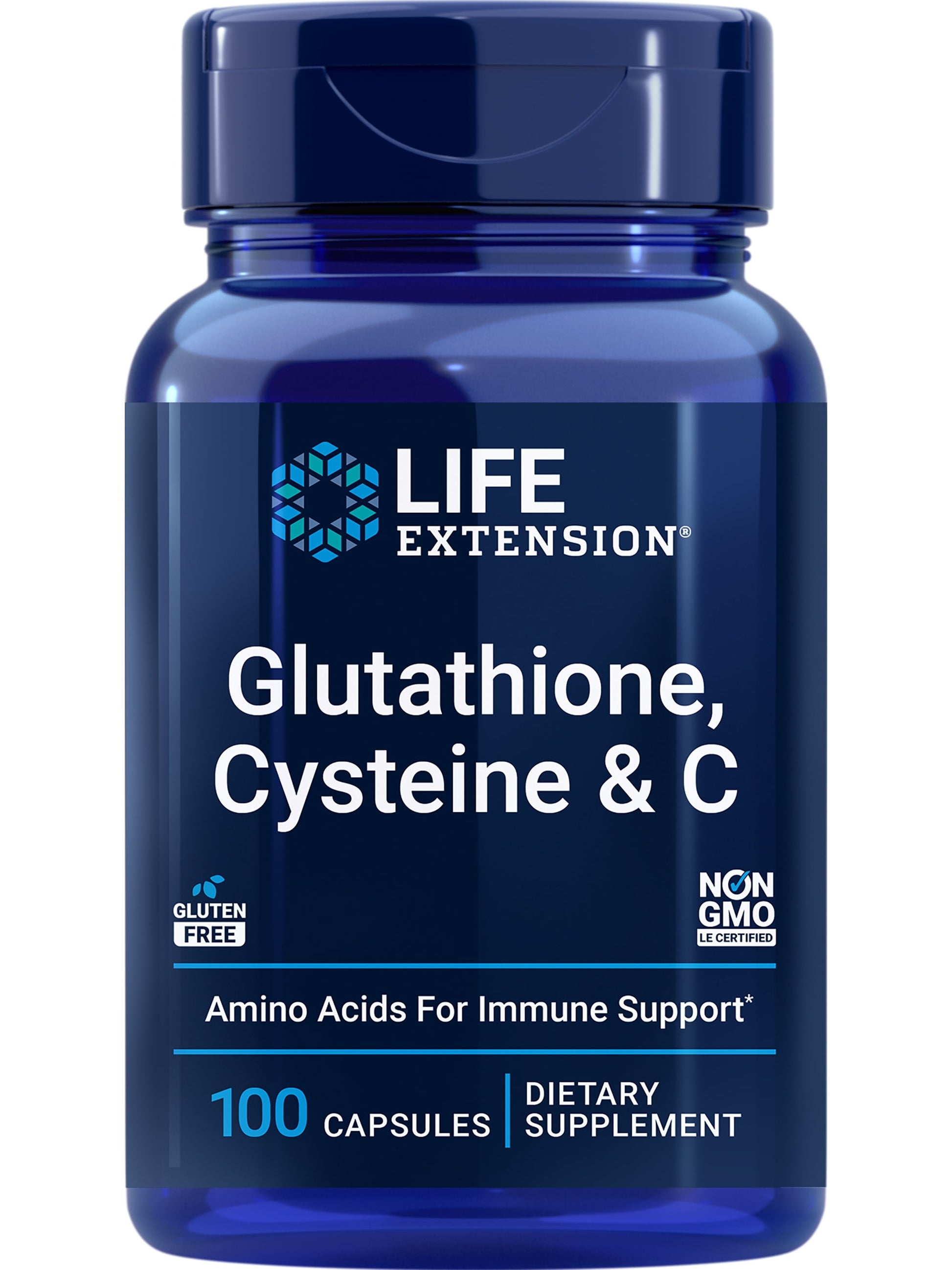Life Extension Glutathione, Cysteine & C, 500 mg of Vitamin C, Powerful antioxidant Supplement to Support Liver Health, Gluten-Free, Non-GMO, 100 Capsules