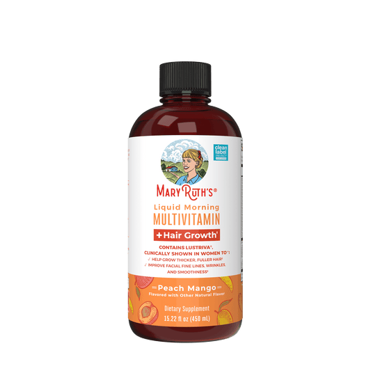 MaryRuth's Liquid Multivitamin + Lustriva® Hair Growth Thickness in Women's hair Biotin 10000mcg Vitamin D B Vitamins Ages 18+ 15.22 fl oz