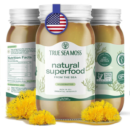 Trueseamoss Wildcrafted Irish Sea Moss Gel - Raw Sea Moss Supplement for Immune and Thyroid Support, Original, 16 oz