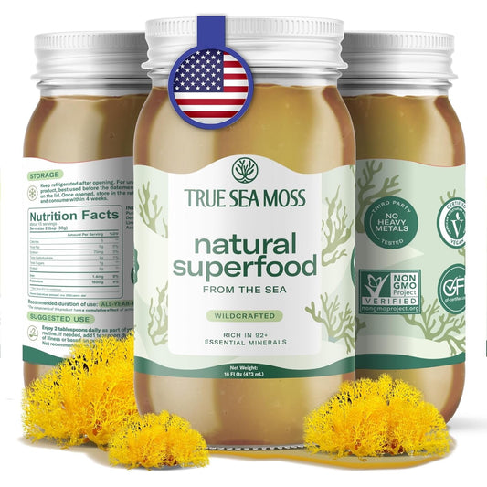 Trueseamoss Wildcrafted Irish Sea Moss Gel - Raw Sea Moss Supplement for Immune and Thyroid Support, Original, 16 oz