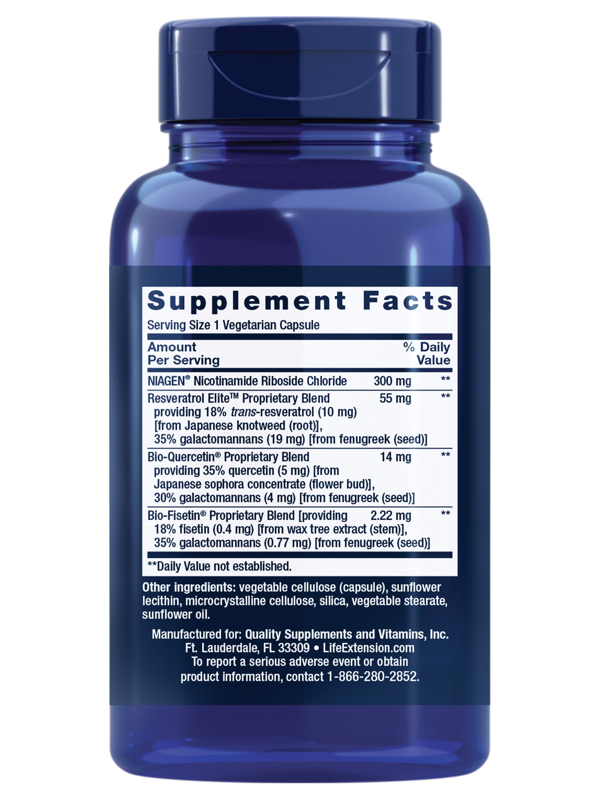 Life Extension NAD+ Cell Regenerator and Resveratrol Elite, nicotinamide riboside, NR, trans-resveratrol, quercetin, fisetin, vegetarian, non-GMO, gluten free, 30 capsules
