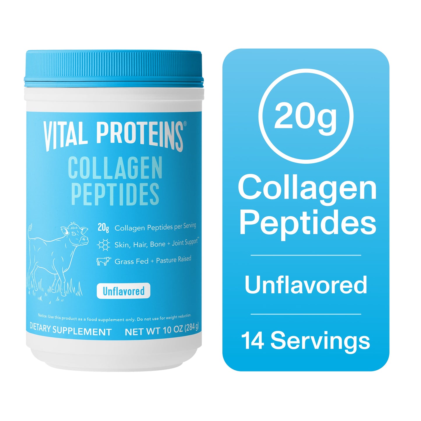 Vital Proteins Collagen Peptides Powder Supplement for Hair, Skin and Nails, Unflavored, 10 oz