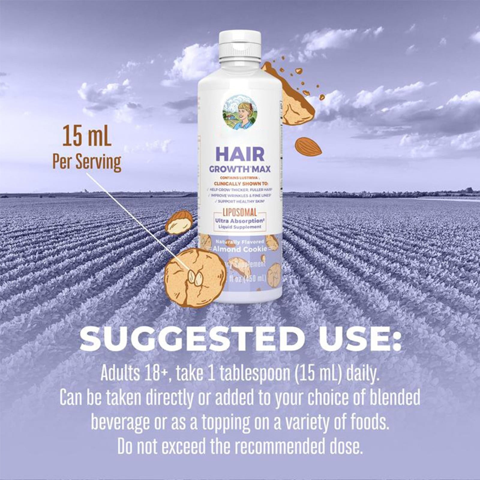 Maryruth's Biotin Hair Growth – 450Ml Max Liposomal Formula With 10,000Mcg Biotin & Pumpkin Seed Oil – Supports Thicker, Fuller Hair & Healthy Scalp