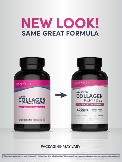 NeoCell Super Collagen + Vitamin C & Biotin Beauty Pills for Hair, Skin, Nail Support, 270 Tablets