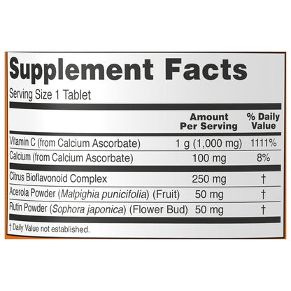 NOW Supplements, Vitamin C-1000 Complex with 250 mg of Bioflavonoids, Buffered, Antioxidant Protection*, 180 Tablets