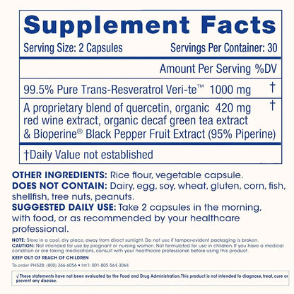 ProHealth Resveratrol 1000mg | Pure Trans-Resveratrol | | 60 Capsules