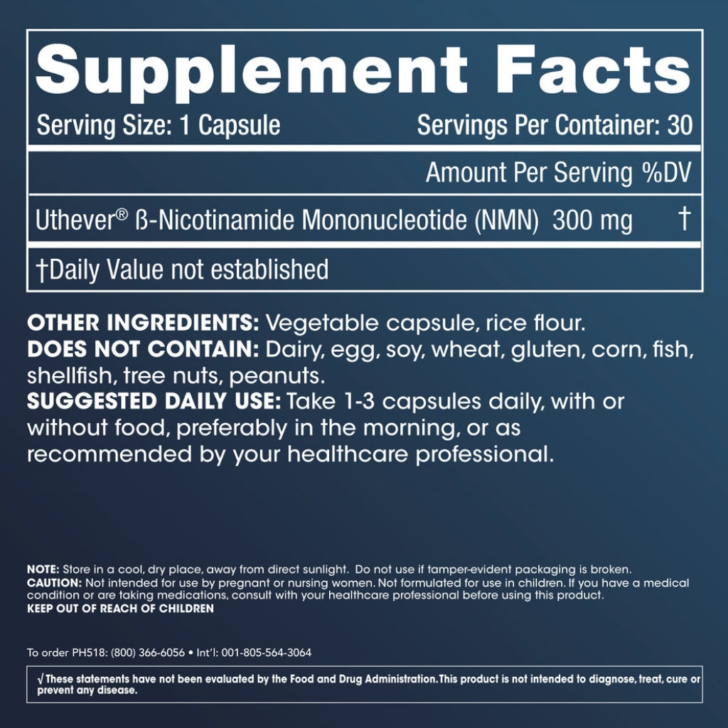 NMN Pro 300™ - Uthever® NMN - 300 mg, 60 capsules