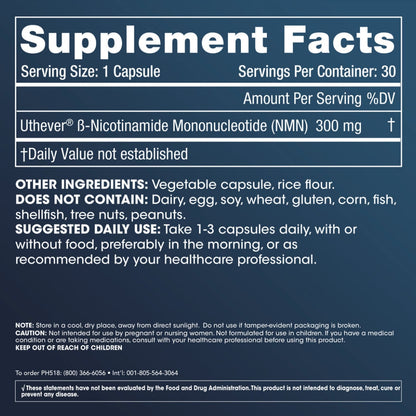 NMN Pro 300™ - Uthever® NMN - 300 mg, 60 capsules