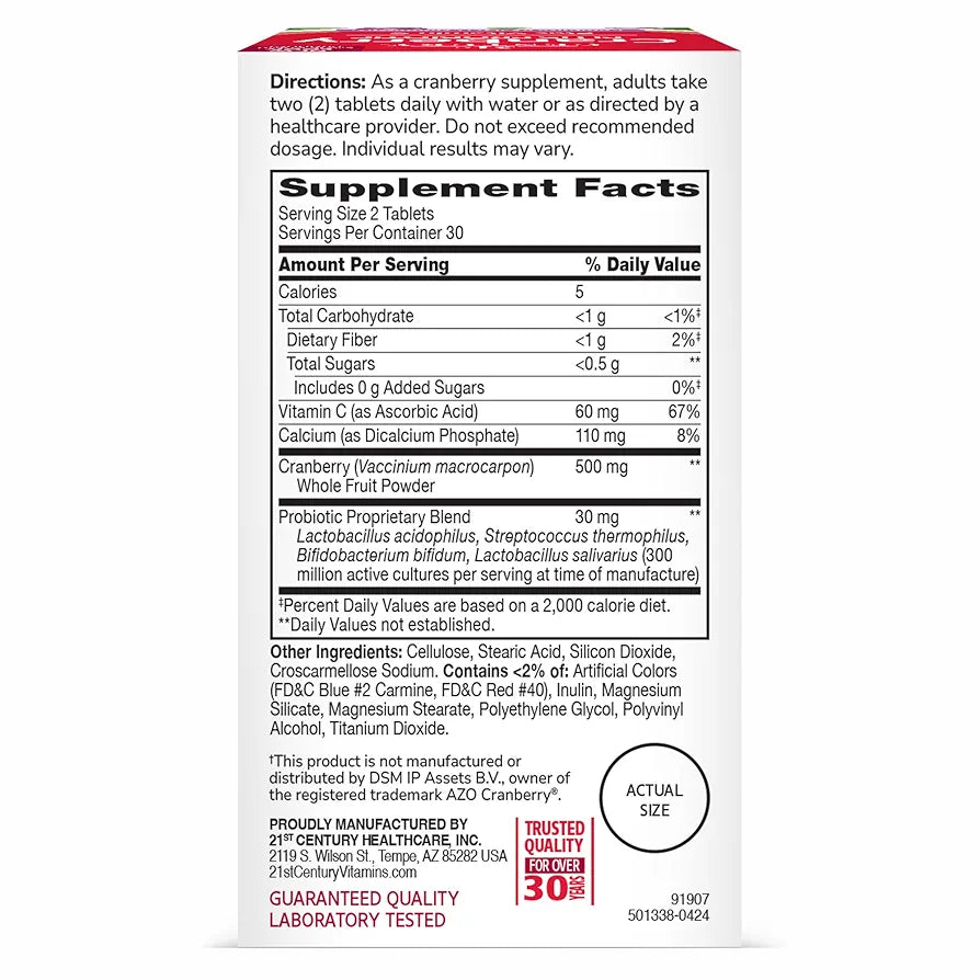 21st Century Cranberry Plus Probiotic 60 Tablets